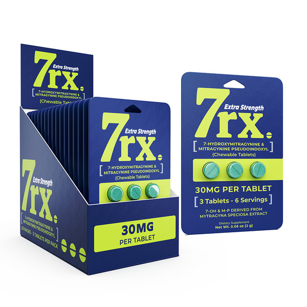 7rx Extra Strength 7 Hydroxy + Psuedoindoxyl Chewable Tablets (30MG) Navy Blue