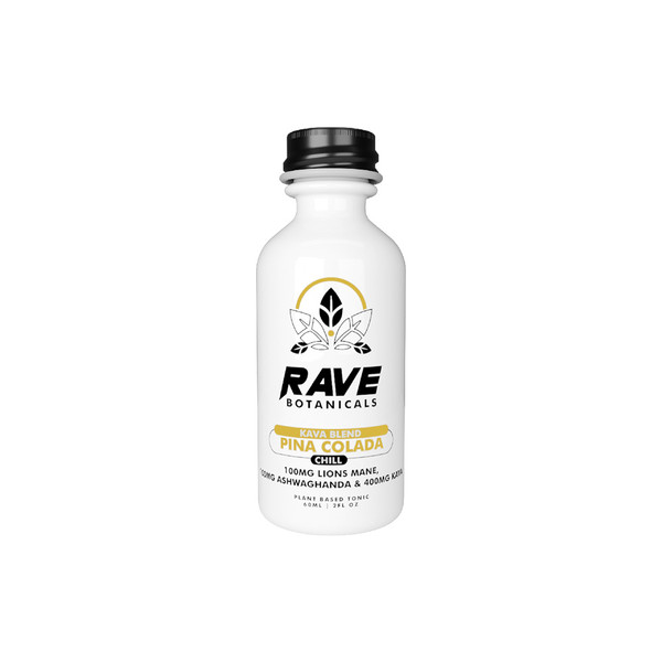 Rave Botanicals Mushroom Kava Extract Blend Shots Display of 12 (60ML)
