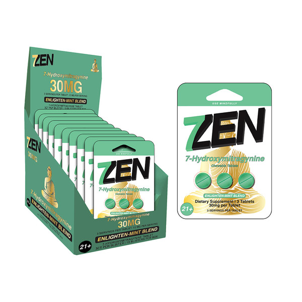 7Zen 7 Hydroxymitragynine Kratom Enlighten-Mint Blend 3CT Tablets (30MG)