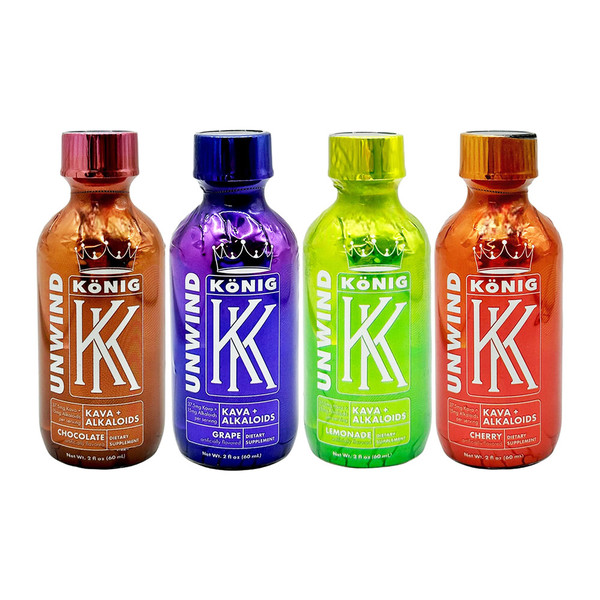 Konig Kratom Unwind Edition Kava + Alkaloids Extract Shots Display Of 12 (60ML)