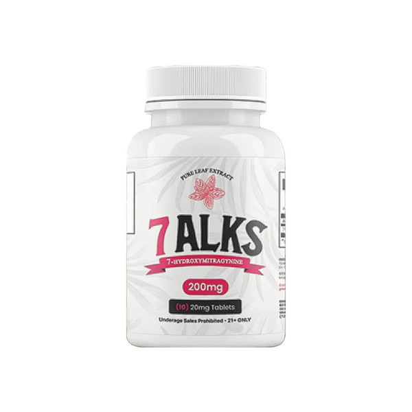7ALKS Pure Kratom Leaf Extract 7 Hydroxy Tablets 10CT Bottle (20MG)