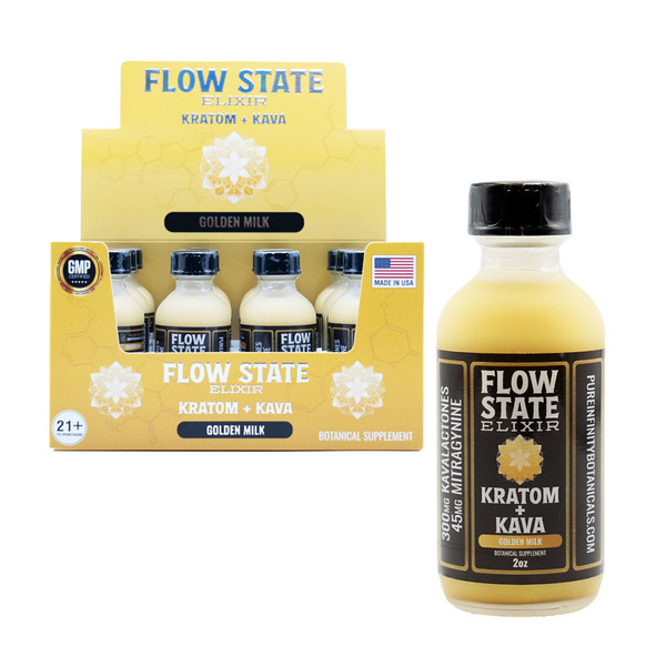 Pure Infinity Botanicals Flow State Elixir Kratom + Kava Extract Display Of 12