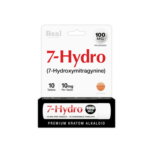 Real Botanicals 7 Hydro Kratom Chewable Hydroxy 10CT Tablets Display Of 8 (10MG)