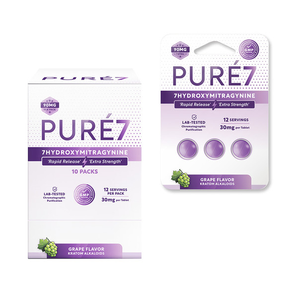 Pure7 Kratom 7 Hydroxy Rapid Release 3CT Tablets (30MG)