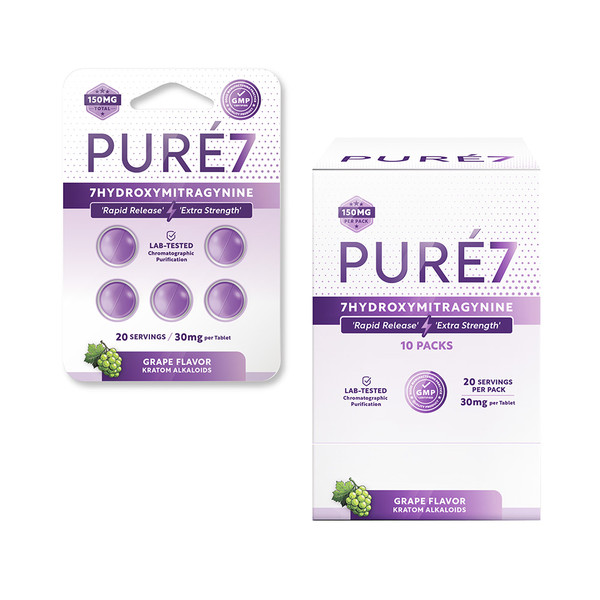 Pure7 Kratom 7 Hydroxy Rapid Release 5CT Tablets (30MG)