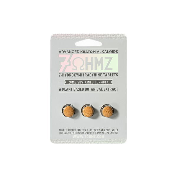 7OHMZ Advanced Kratom Alkaloids 7 Hydroxy Sustained Formula 3CT Tablets (28MG) LIGHT BLUE