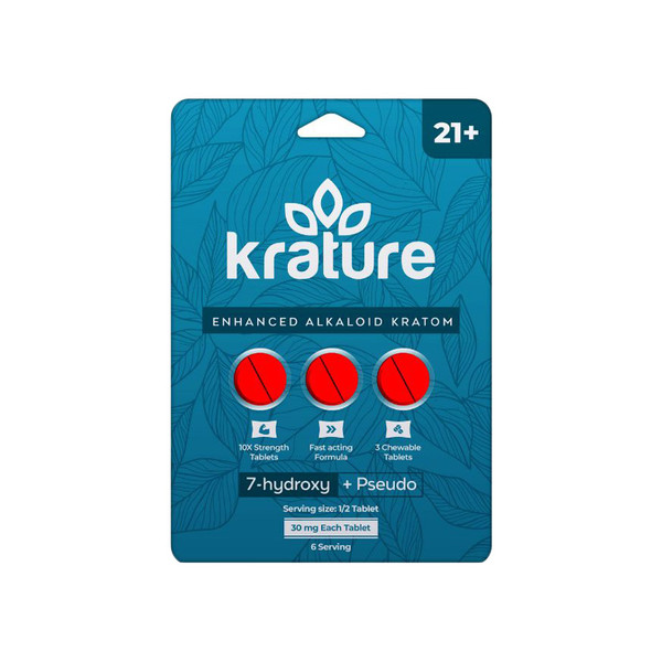Krature 7 Hydroxy + Pseudo Enhanced Extra Strength Alkaloid Kratom 3CT Tablets (30MG)