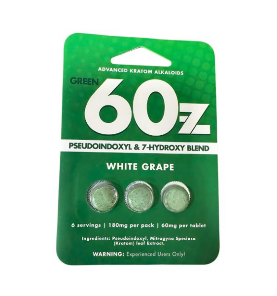 Green 60z Advanced Kratom Alkaloids 7 Hydroxy + Pseudo Blend 3CT Tablets (60MG)