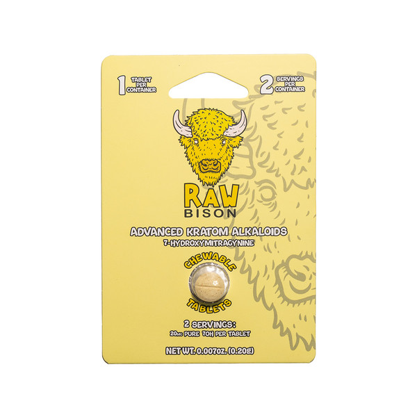 Raw Bison Advanced Kratom Alkaloids 7 Hydroxy 1CT Tablets Display Of 10 (20MG)