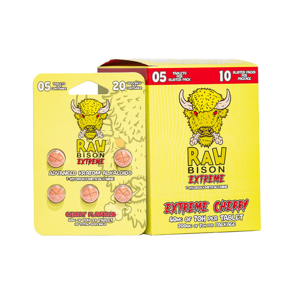 Raw Bison Extreme Advanced Kratom Alkaloids 7 Hydroxy 5CT Tablets (40MG)