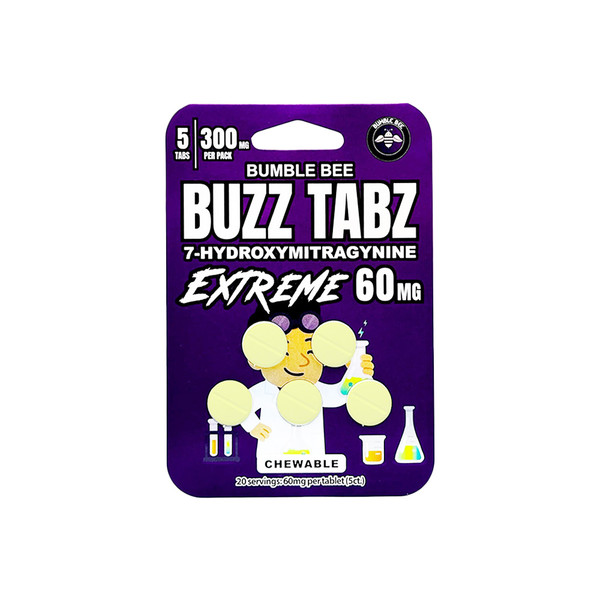 Bumble Bee Kratom Buzz Tabz Extreme 7 Hydroxy Chewable 5CT Tablets (60MG)