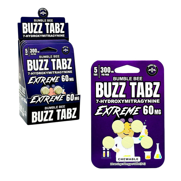 Bumble Bee Kratom Buzz Tabz Extreme 7 Hydroxy Chewable 5CT Tablets (60MG)