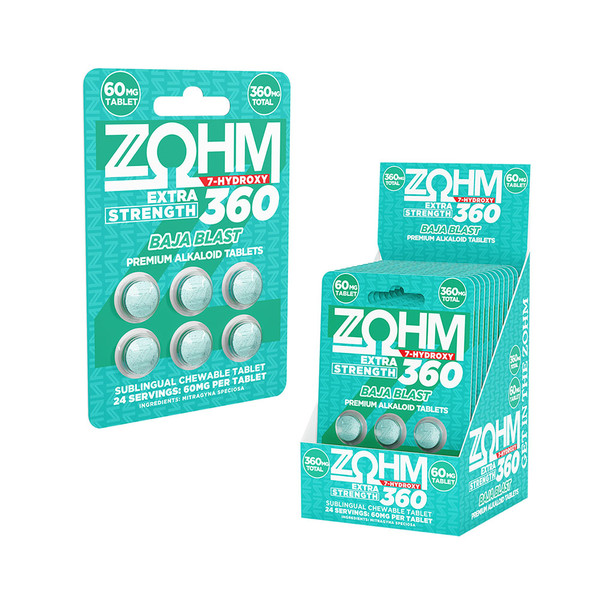 ZOHM Extra Strength 360 7 Hydroxy Kratom Alkaloid Sublingual Chewable Tablet (60MG)