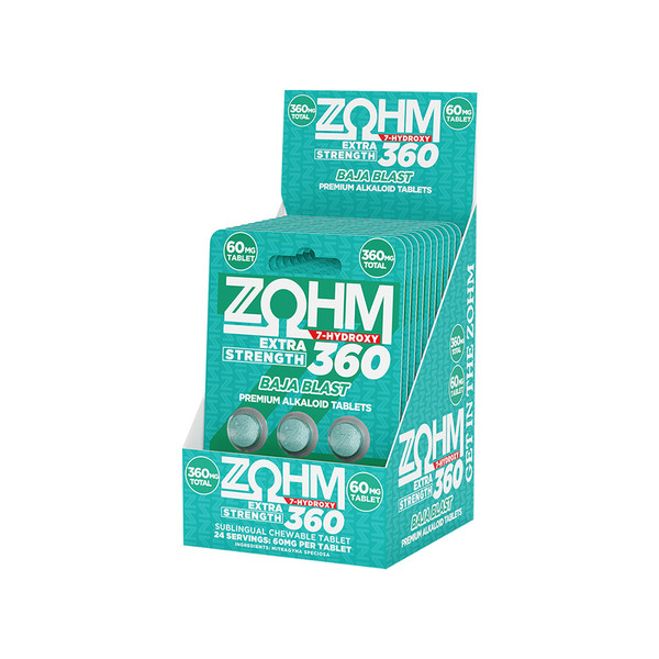 ZOHM Extra Strength 360 7 Hydroxy Kratom Alkaloid Sublingual Chewable Tablet (60MG)