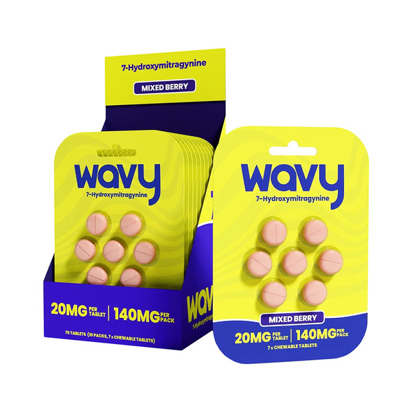 Wavy 7 Hydroxymitragynine Chewable 7CT Tablets Display Of 5 (20MG)