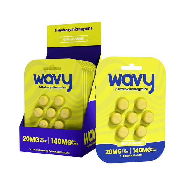 Wavy 7 Hydroxymitragynine Chewable 7CT Tablets Display Of 5 (20MG)