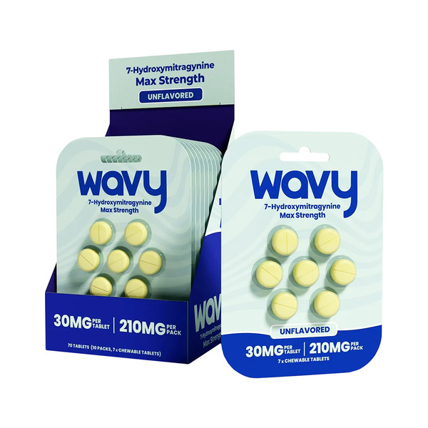 Wavy 7 Hydroxymitragynine Chewable 7CT Tablets Display Of 5 (30MG)
