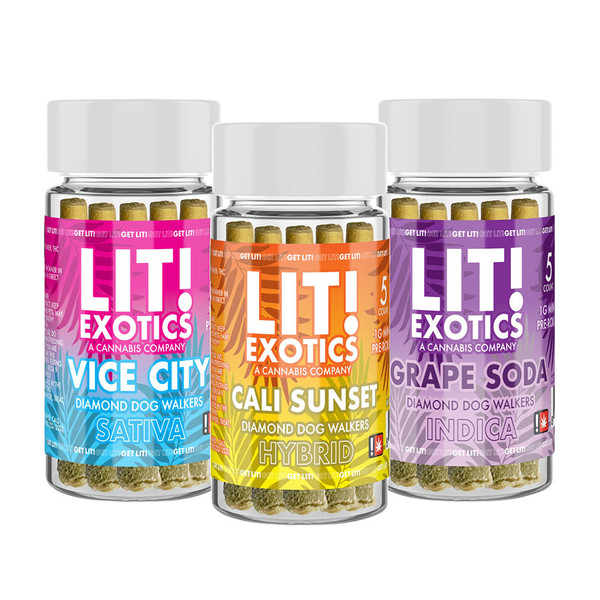 Diamond LIT! Exotics Diamond Dog Walkers Edition Pre Rolls 5CT Jar (1G)
