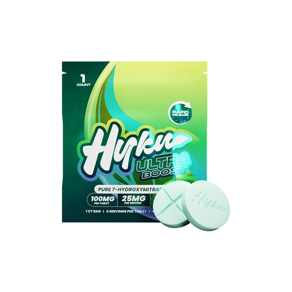 Hyku Ultra Boost Edition Pure 7 Hydroxymitragynine 1CT Tablets Display Of 15 (100MG)