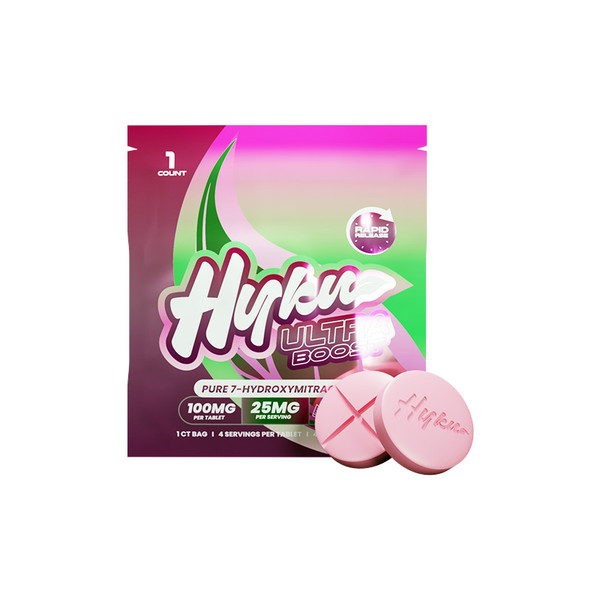 Hyku Ultra Boost Edition Pure 7 Hydroxymitragynine 1CT Tablets Display Of 15 (100MG)