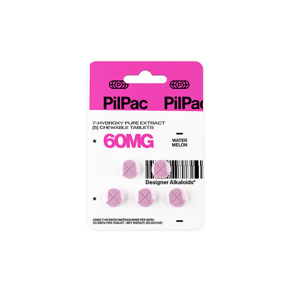 PilPac Designer Alkaloids 7 Hydroxy Pure Extract 5CT Chewable Tablets (60MG)
