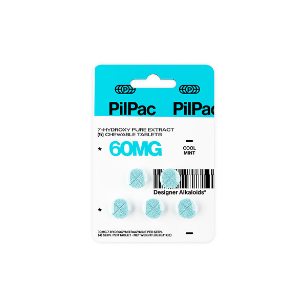 PilPac Designer Alkaloids 7 Hydroxy Pure Extract 5CT Chewable Tablets (60MG)