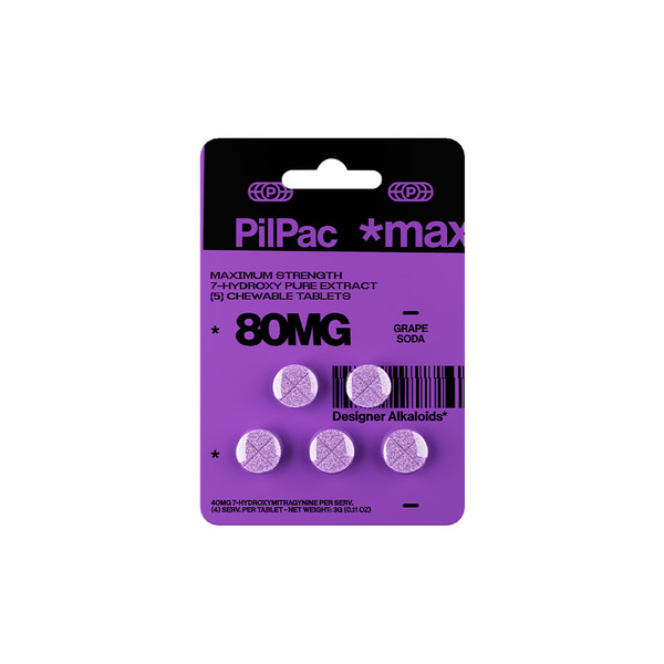 PilPac MAX Designer Alkaloids 7 Hydroxy Pure Extract 5CT Chewable Tablets (80MG)