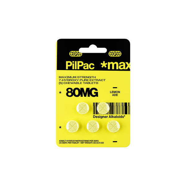 PilPac MAX Designer Alkaloids 7 Hydroxy Pure Extract 5CT Chewable Tablets (80MG)