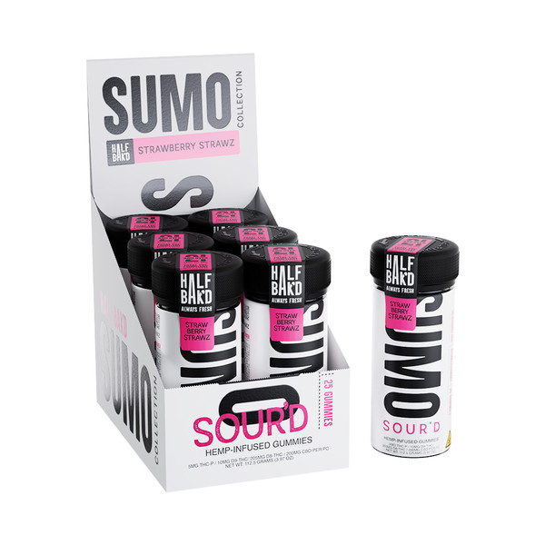 Half Bak'D SUMO SOUR'D THCP + D8 + D9 Infused Gummies Display Of 6 Jars (10000MG)