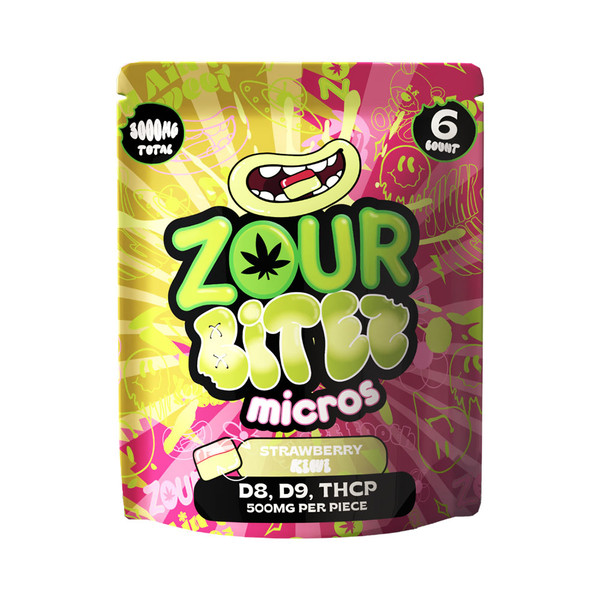 Zour Stash Bitez Micros THCP + D8 + D9 Infused Gummies Display Of  30 (3000MG)