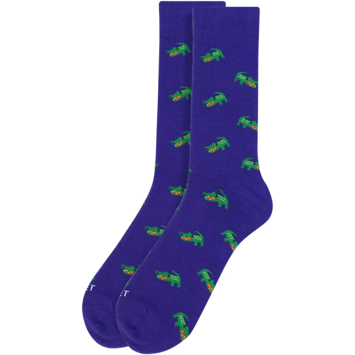 Men's Mini Crocodile Pattern Premium Crew Novelty Socks - Plum Green