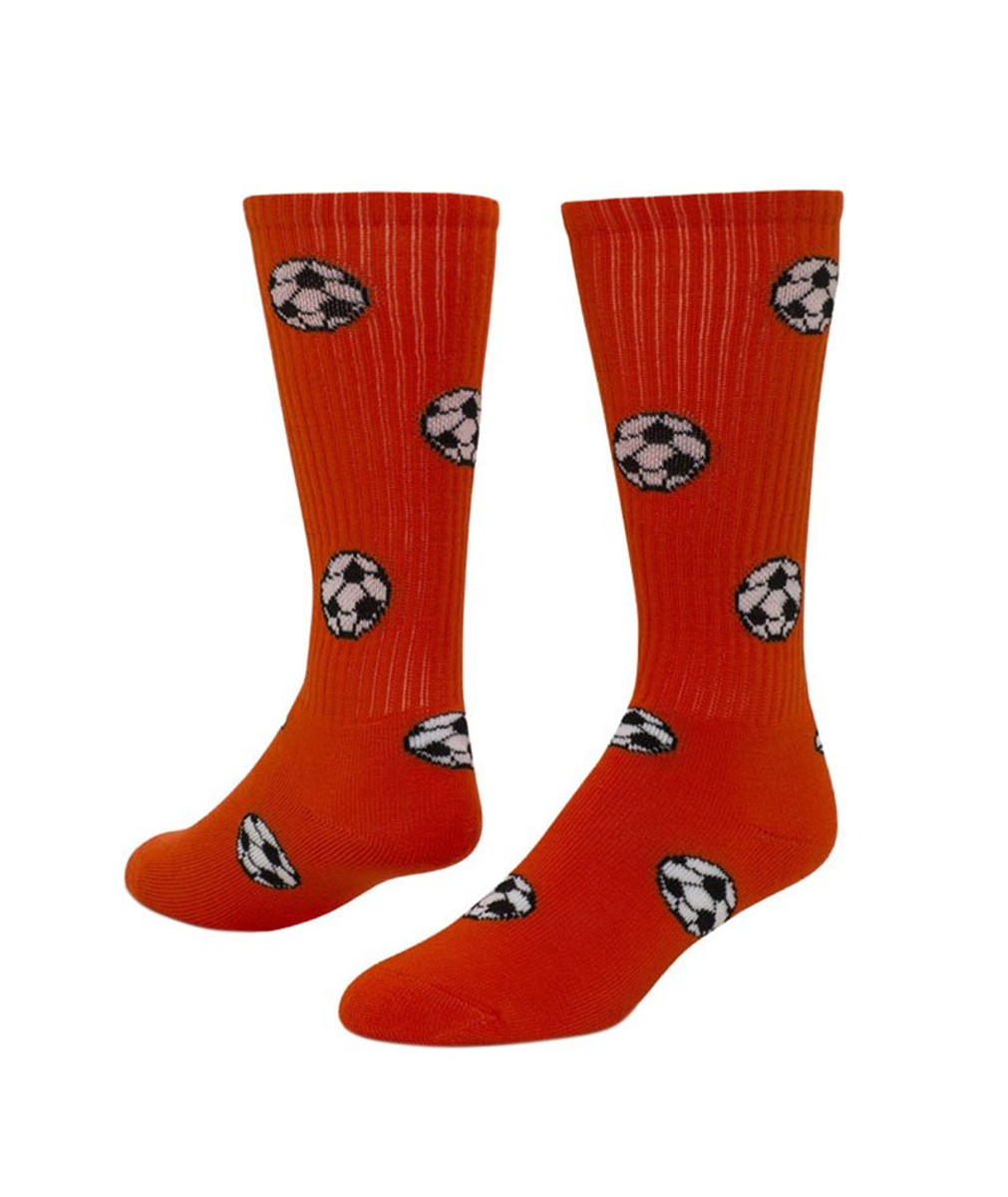 Soccer Ball Knee High Sports Socks - Orange
