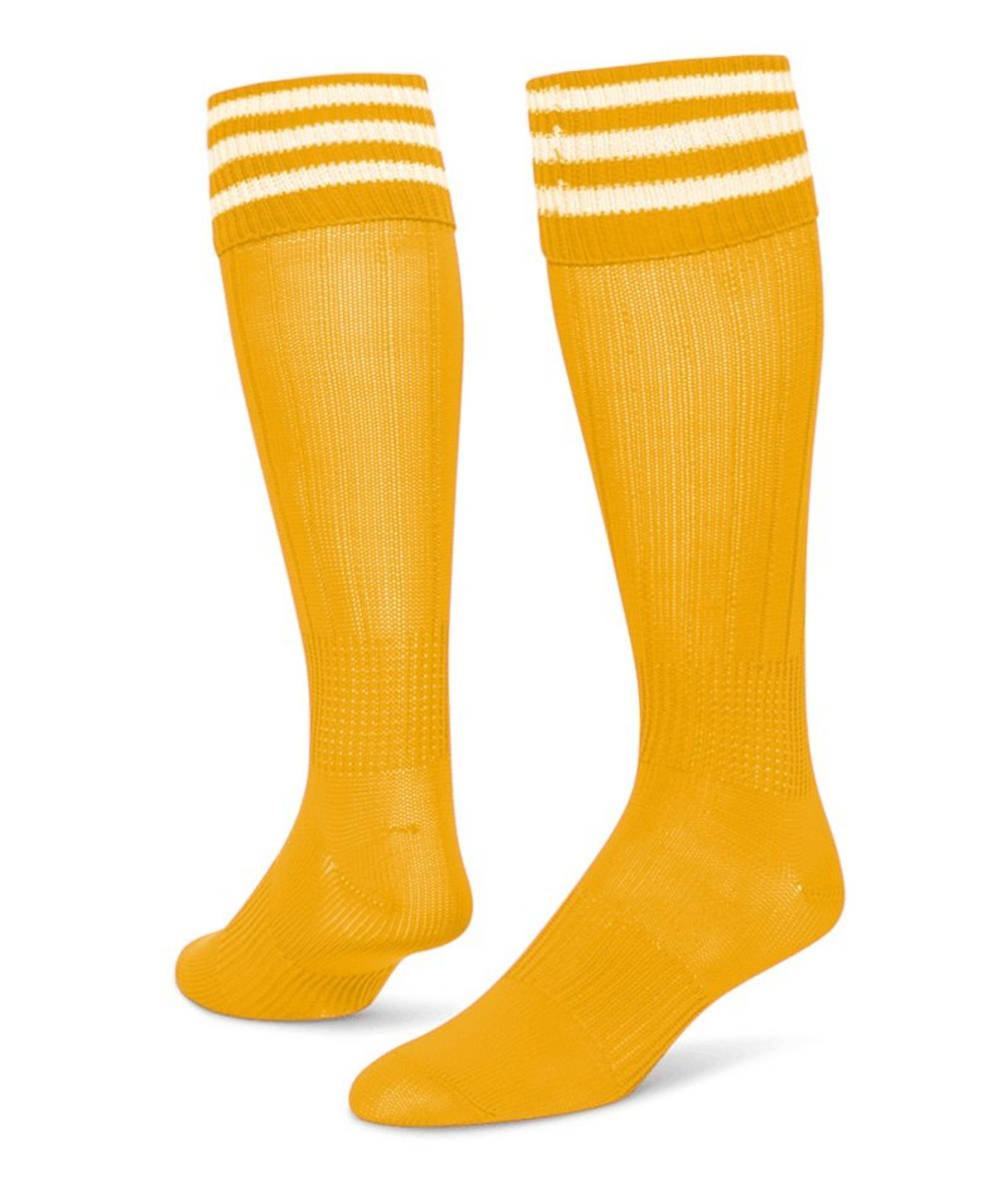 3 Stripe Striker Knee High Sports Socks - Gold White