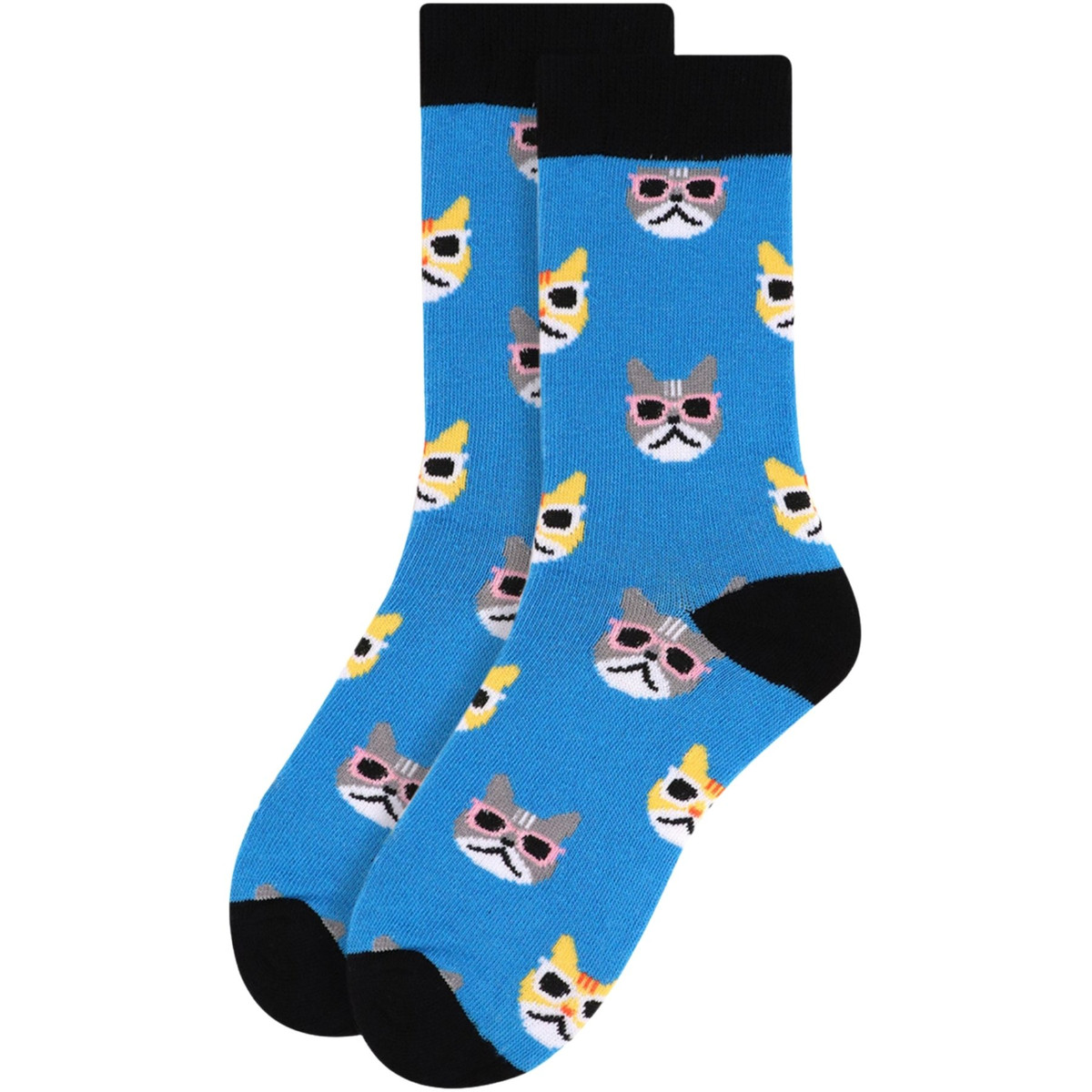 Buckle-Down Unisex Crew Socks - Cats In Space Design, Multicolor, One Size Fits Most