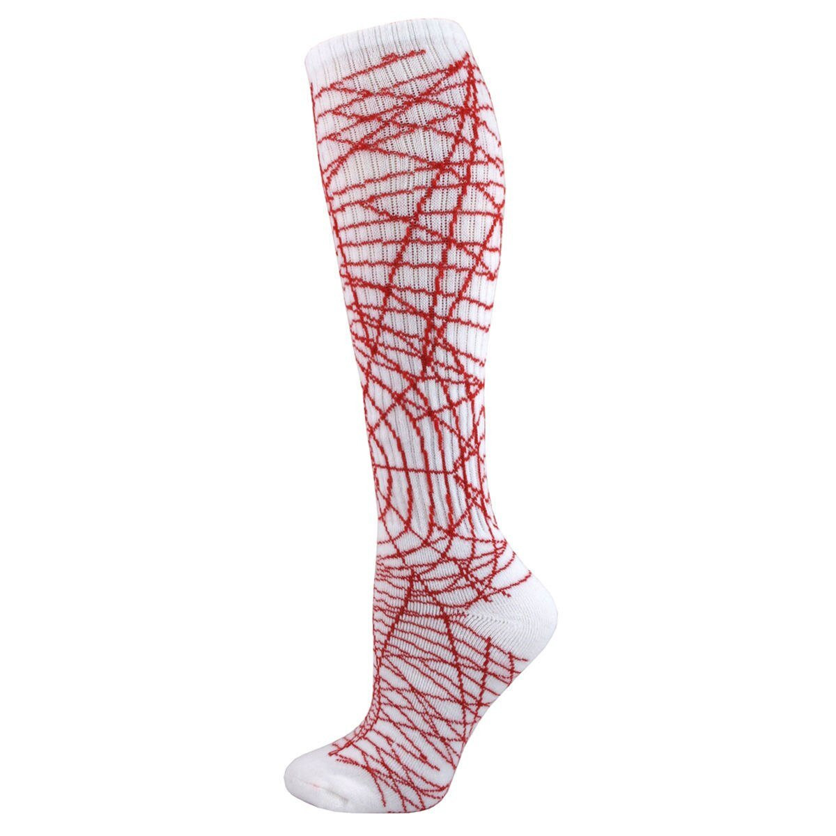 Spider Knee High Sports Socks - White Red - Small