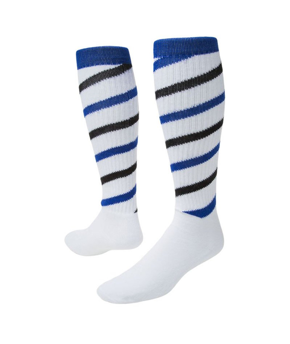 Cyclone Knee High Sports Socks - White Light Blue Black - Medium