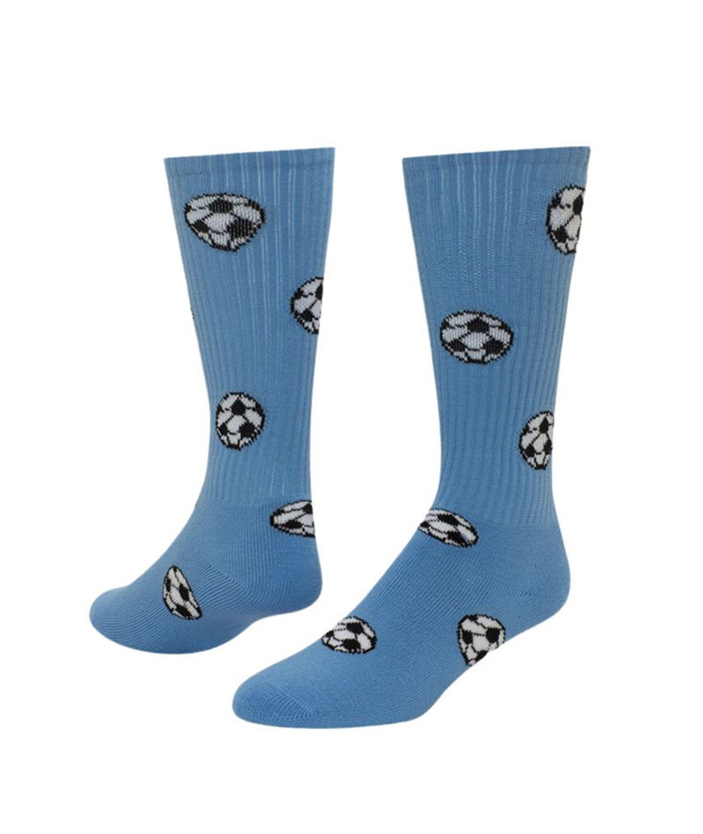 Soccer Ball Knee High Sports Socks - Light Blue