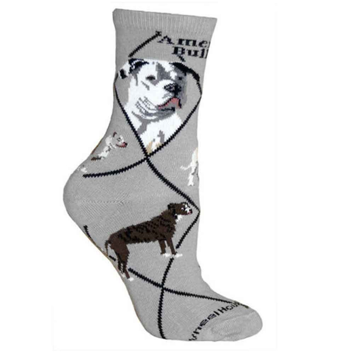 American Bulldog Crew Novelty Socks - Gray