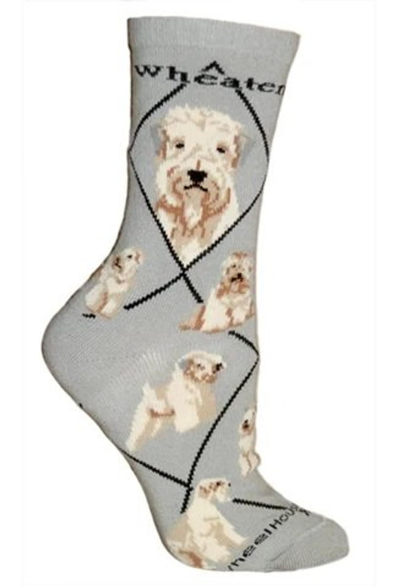 Wheaten Crew Novelty Socks - Gray