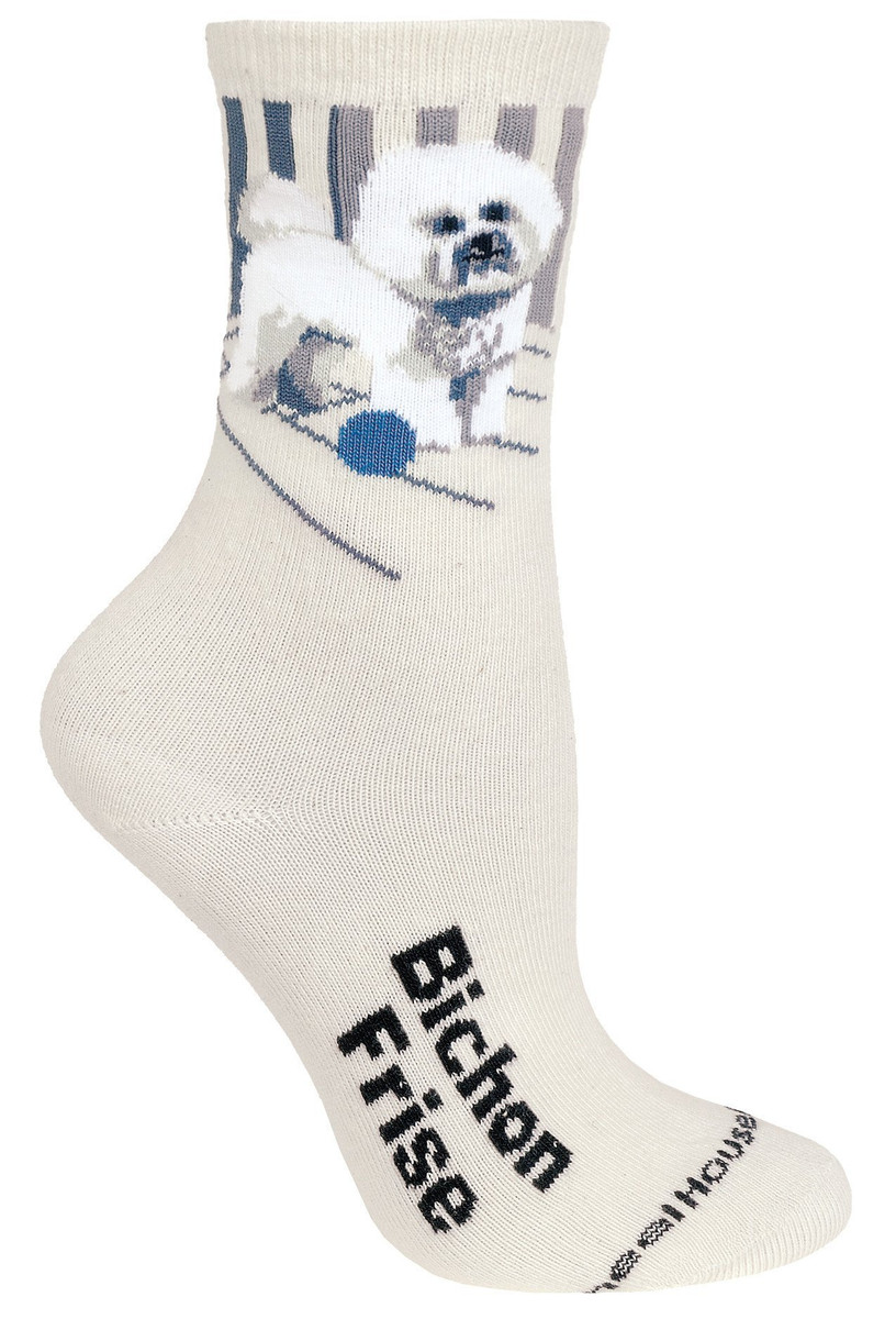 Bichon Frise Label Crew Novelty Socks