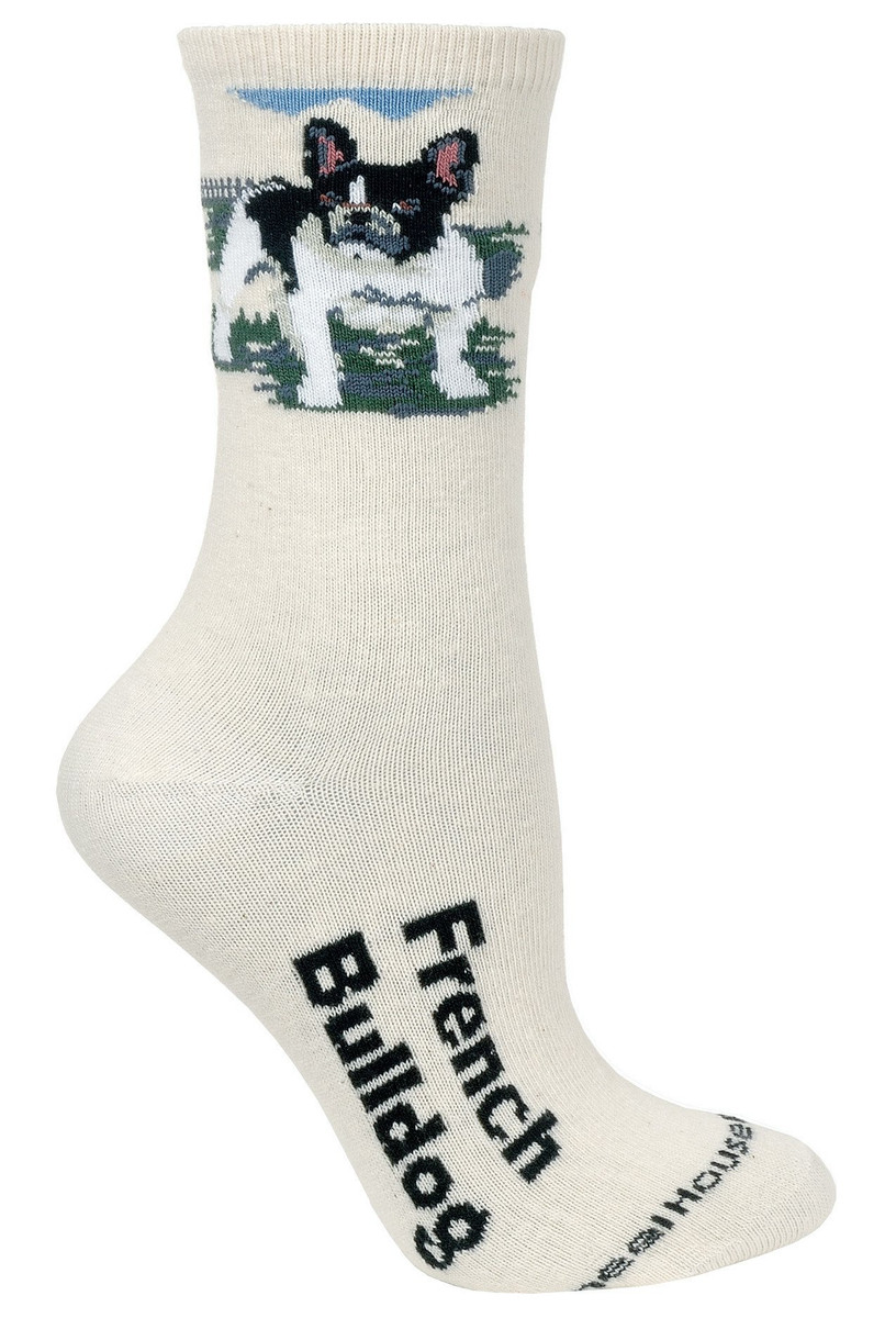 French Bulldog Label Crew Novelty Socks
