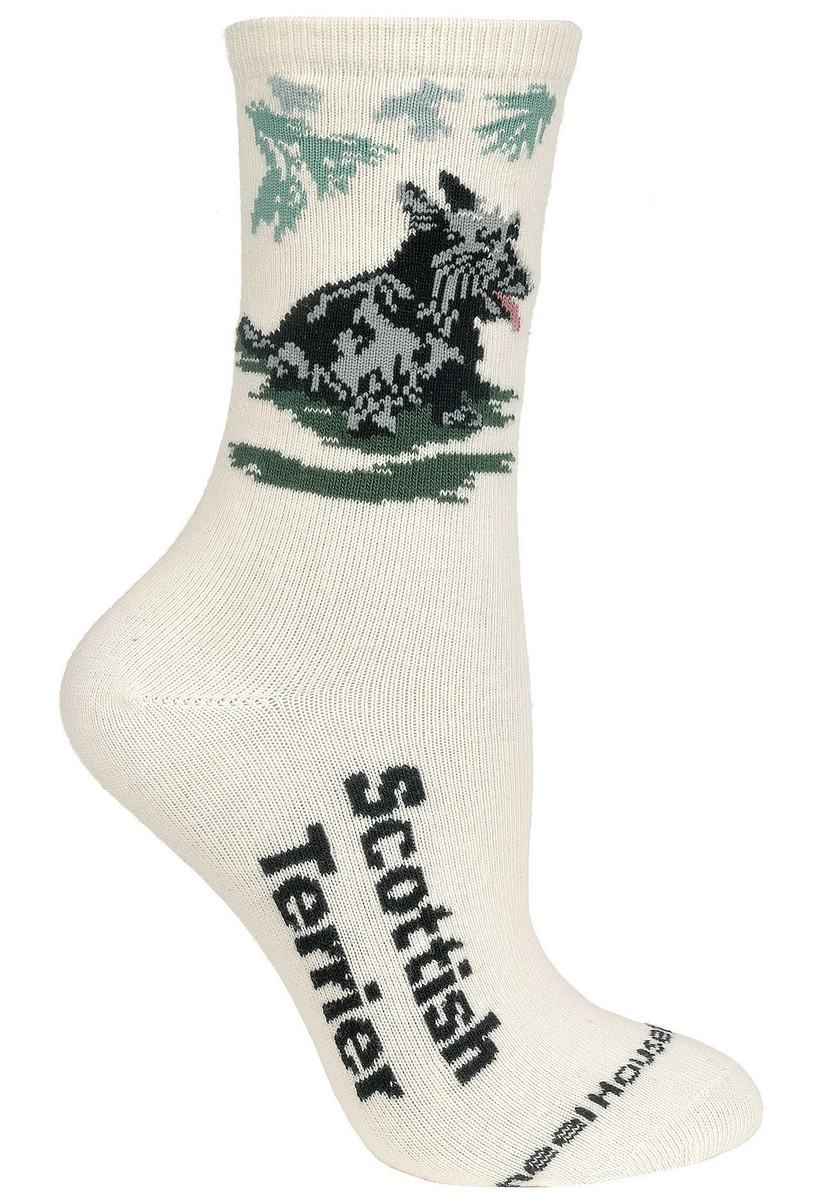 Scottish Terrier Label Crew Novelty Socks