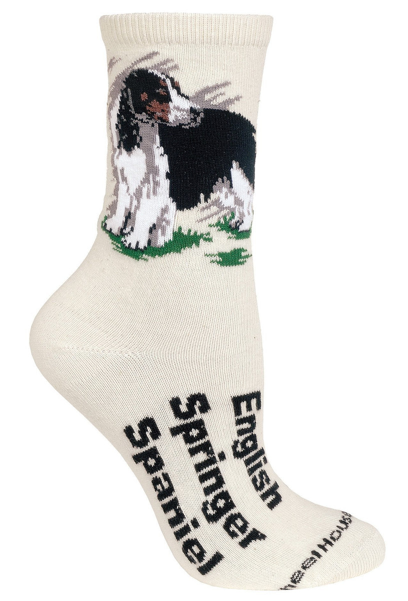 Springer Spaniel Label Crew Novelty Socks