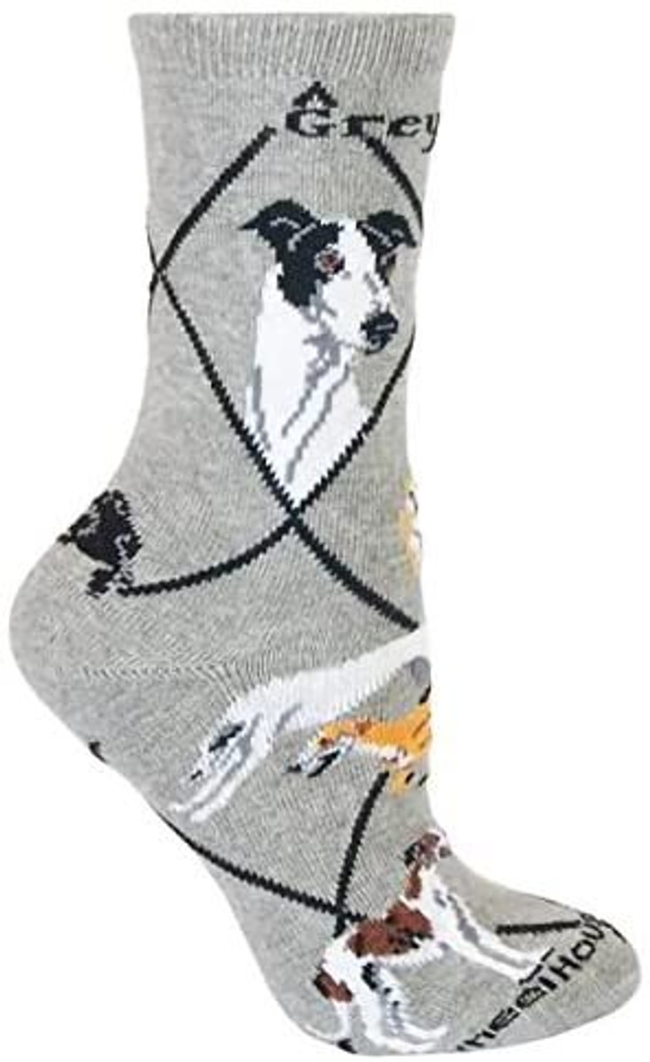 Greyhound Crew Novelty Socks - Gray