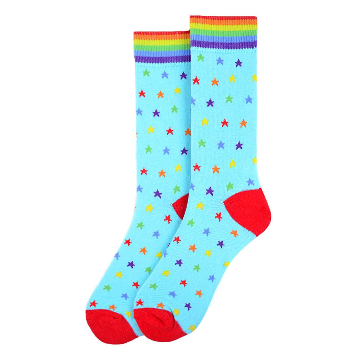 Men's Rainbow Stars Crew Novelty Socks - Blue