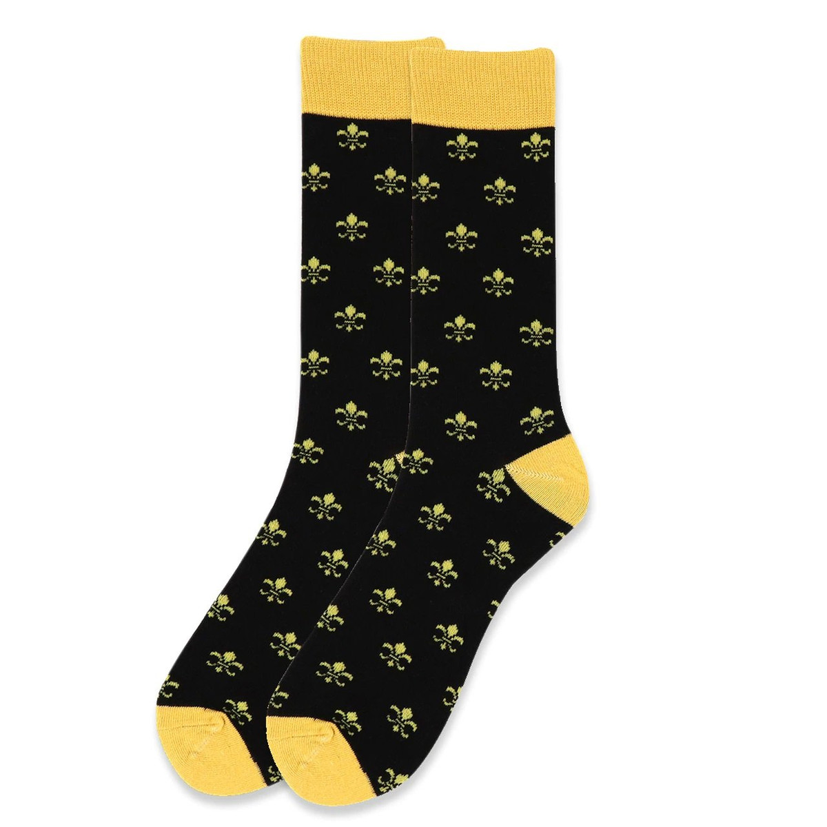 Men's Fleur-de-Lis Crew Novelty Socks - Black