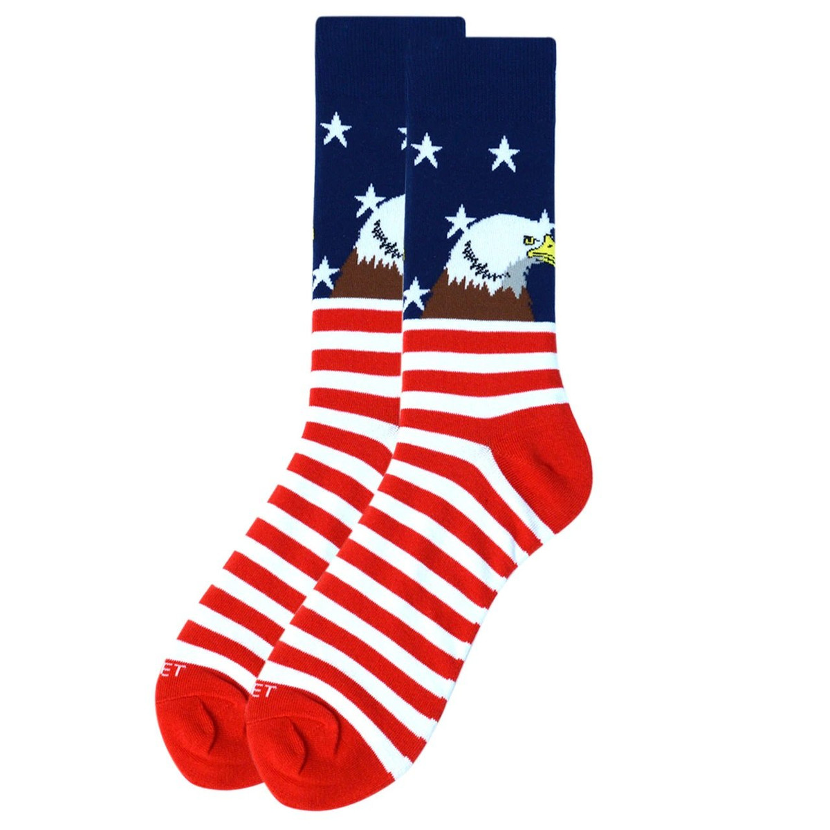 Pair of Men's Bald Eagle American Flag Premium Crew Novelty Socks