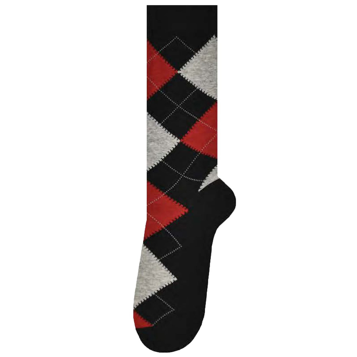 Men's Argyle Mid-Calf Dress Socks - Black & Red