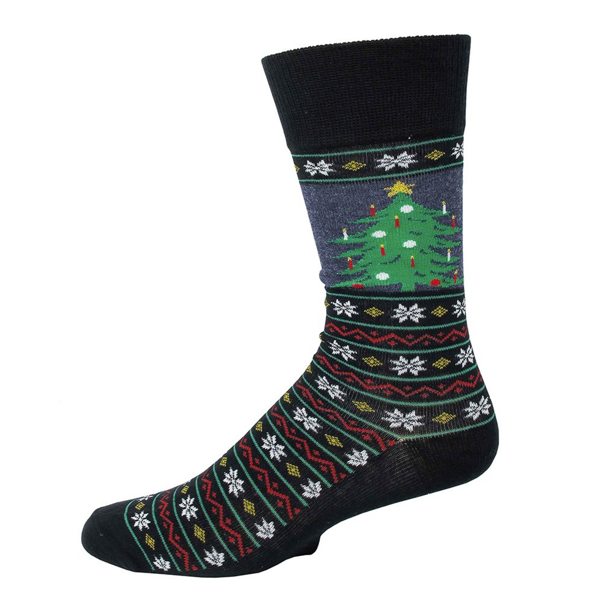 Men's Window Christmas Tree Crew Novelty Socks