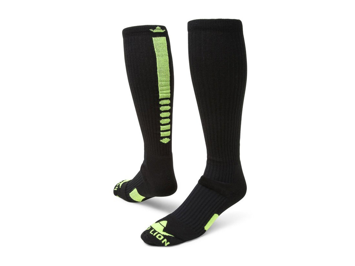 Pegasus 2.0 Knee High Sports Socks - Black Neon Green - Large